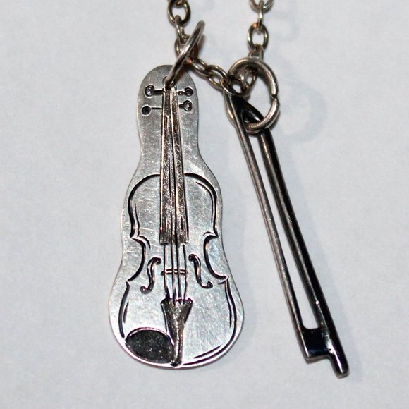 Jewelry - Sterling Silver Stamped Violin Necklace